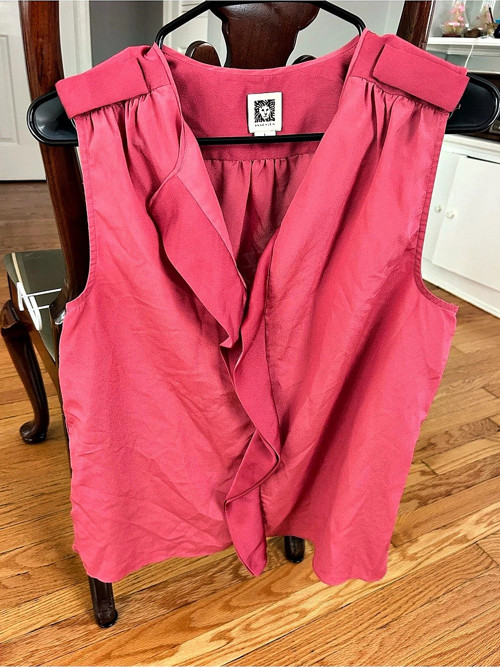 Anne Klein Draped Front Blouse in Pink Size Large